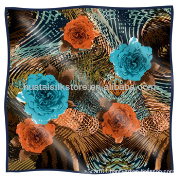 Multicolor Flower Design turkish wholesale silk foulard